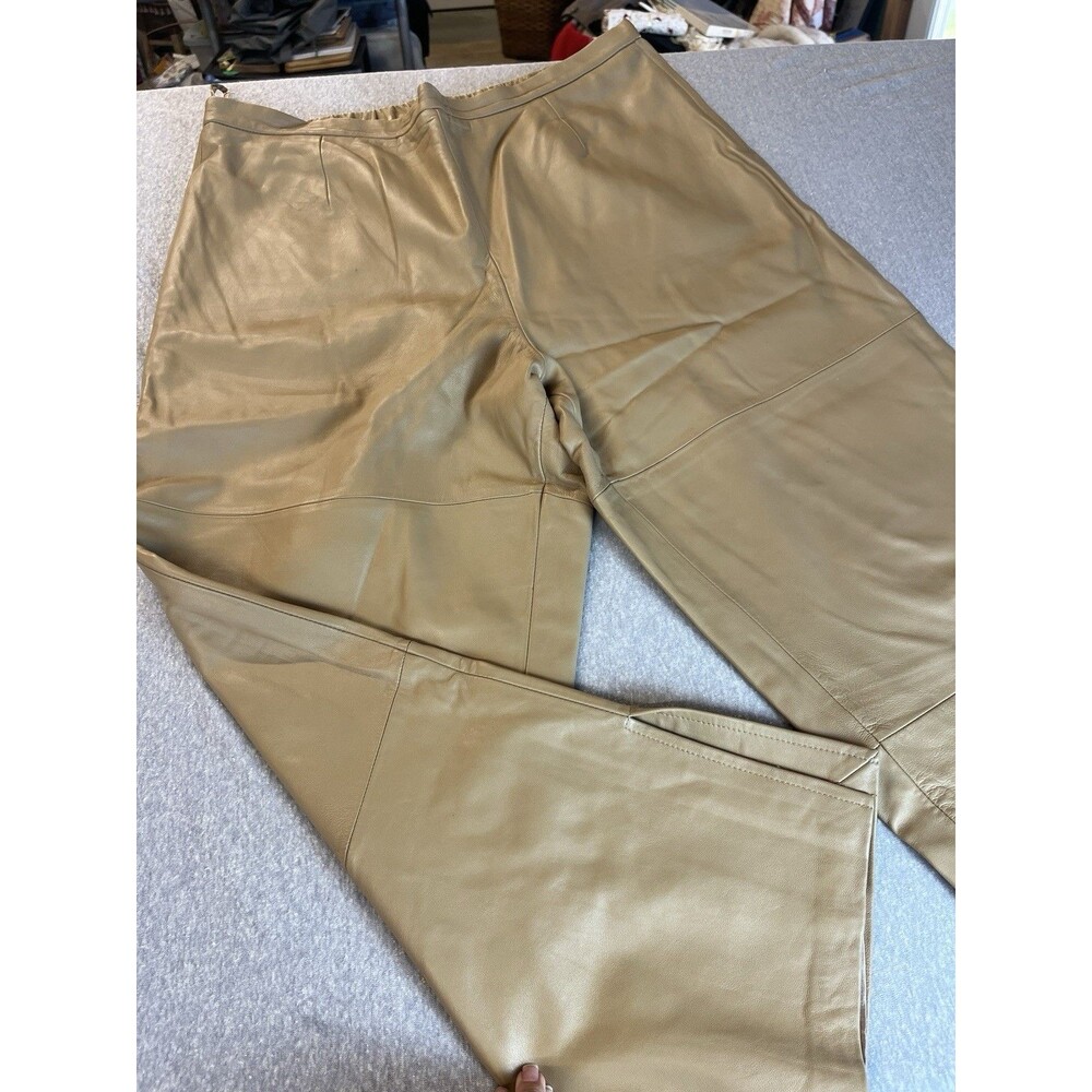 Terry Lewis Classics Beige Leather Pants Plus Size Women’s 22 Mob Wife Y2K
